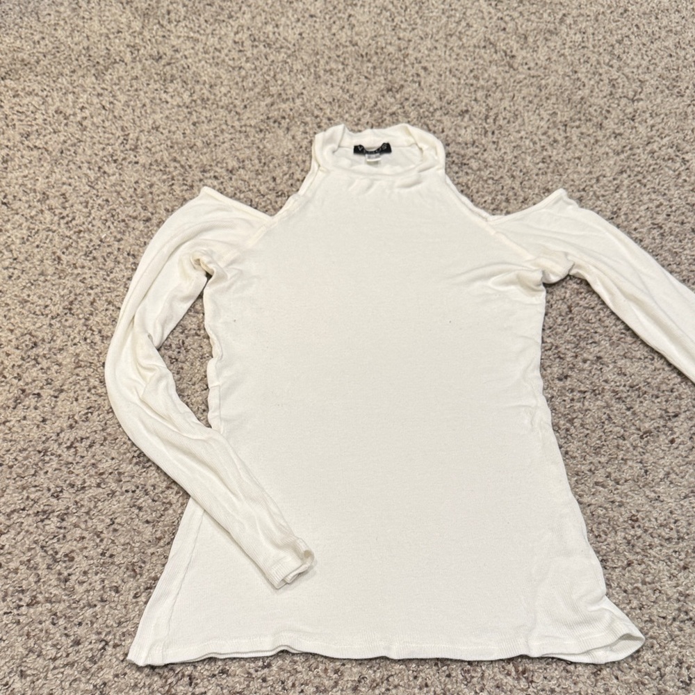 VENUS White Cold Shoulder Long Sleeve Top